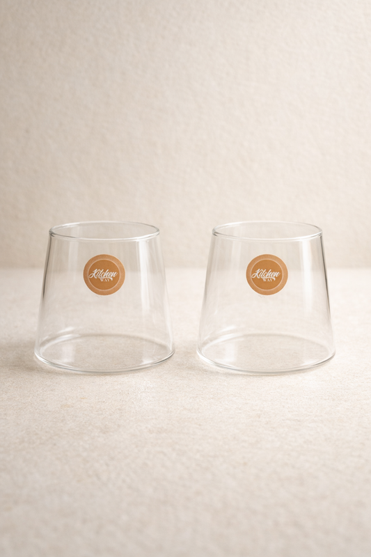 Borosilikat 2’li Cam Meşrubat Bardak 400ml Isıya Dayanıklı Şeffaf Cam Bardak Seti KW-1056