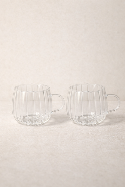 Borosilikat 2’li Cam Meşrubat Kupa 400ml Isıya Dayanıklı Şeffaf Cam Kupa Seti KW-1045