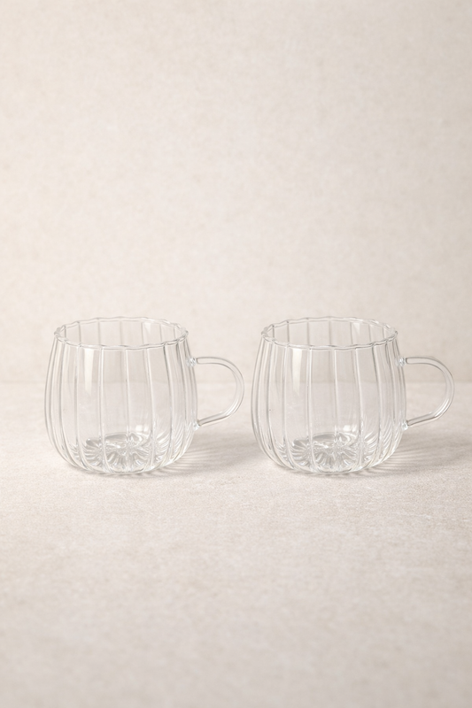 Borosilikat 2’li Cam Meşrubat Kupa 400ml Isıya Dayanıklı Şeffaf Cam Kupa Seti KW-1045