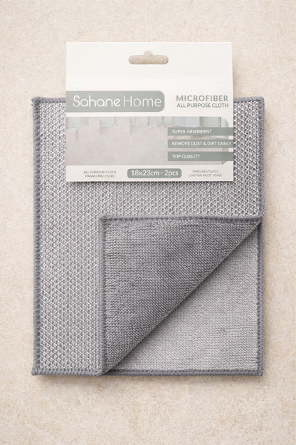 Telli ve Kumaş Taraflı Mikrofiber Bez Çift Taraflı Etkili Temizlik Bezi 2'li Set SHN-1311
