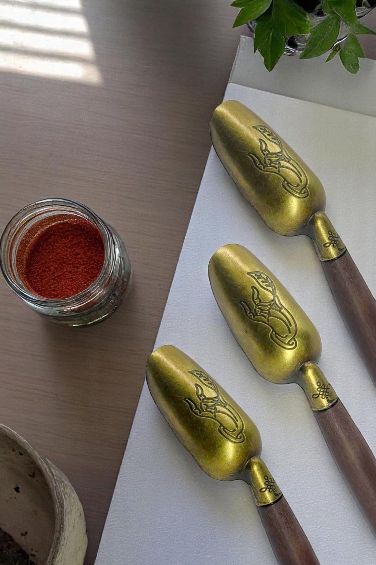 3 lü İşlemeli Baharat Küreği Ahşap Saplı KW-527