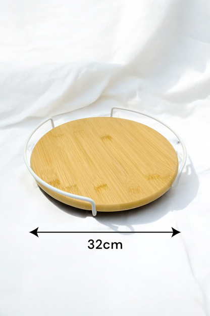 360 Derece Dönebilen Bambu 32cmx32cm Döner Tepsi KW-517