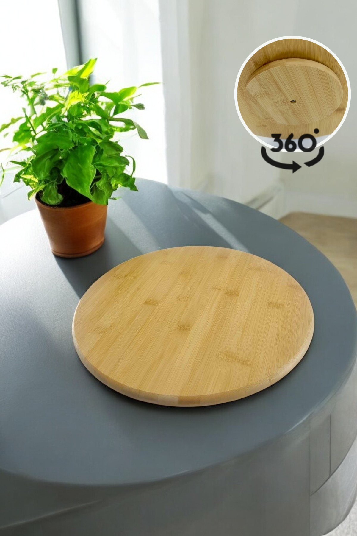 Orjinal Kalın Bambu 360 Derece Dönebilen Sunumluk 35cm KW-161