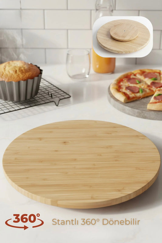 360° Dönebilen Bambu Sunumluk 32cm KW-960