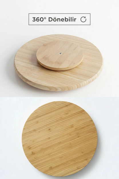 360° Dönebilen Bambu Sunumluk 32cm KW-960