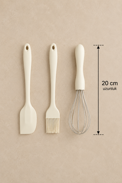 3'lü Silikon Pasta Krema Mutfak Seti Pratik Dayanıklı Mutfak Gereçleri Seti KW-3343