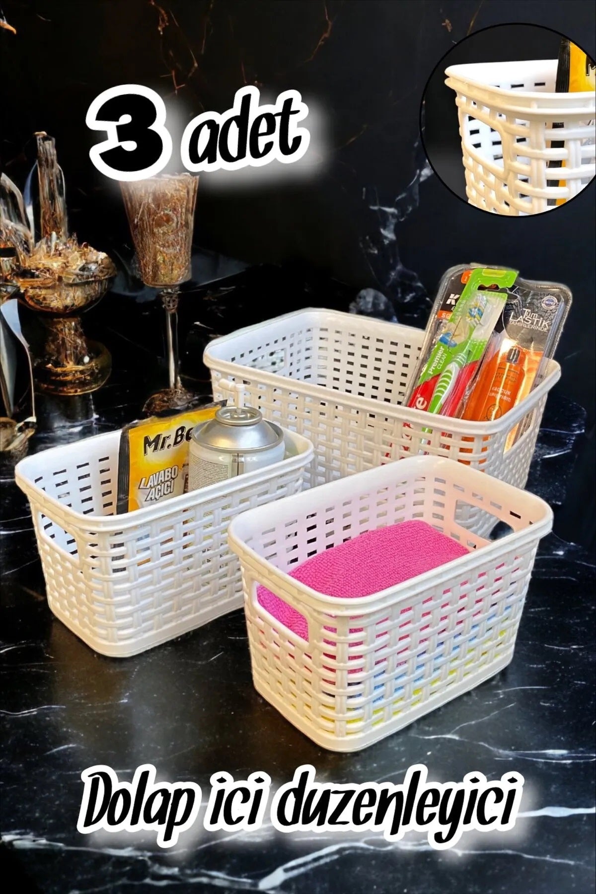 Dolap İçi Düzenleyici 3'Lü Rattan Set FMA711067
