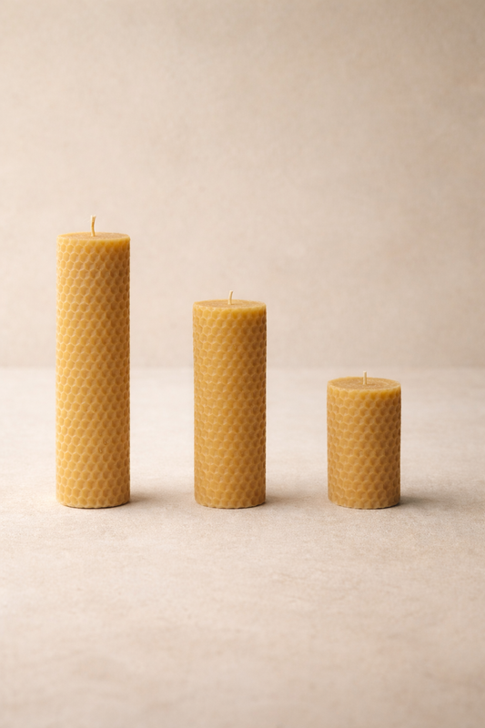 El Yapımı Bal Peteği Baton Mum Dekoratif Silindir Mum Seti Uzun Yanma Süreli SHN-2040 Series