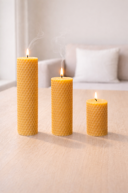 El Yapımı Bal Peteği Baton Mum Dekoratif Silindir Mum Seti Uzun Yanma Süreli SHN-2040 Series