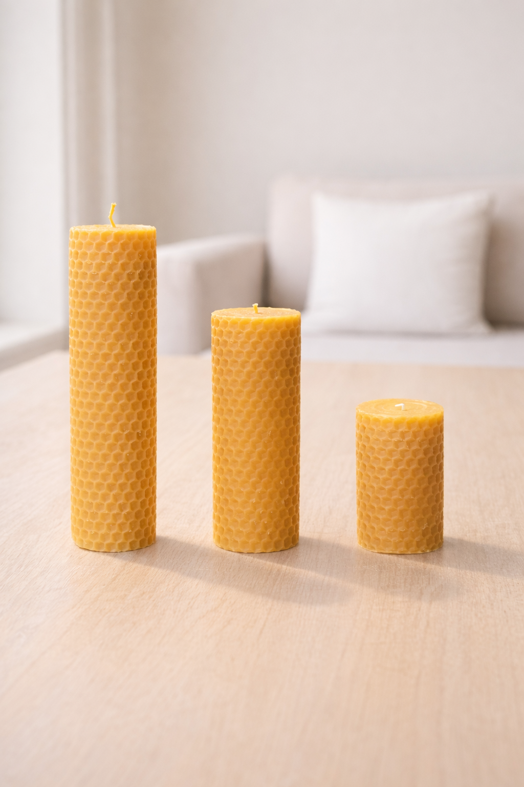 El Yapımı Bal Peteği Baton Mum Dekoratif Silindir Mum Seti Uzun Yanma Süreli SHN-2040 Series