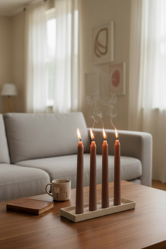 Çizgili Şamdan Mum Seti Dekoratif Modern Tasarımlı Şamdan Mumları SHN-2038