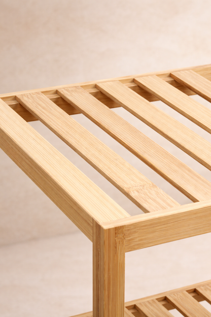 Doğal Bambu 4 Katlı Ayakkabılık Dayanıklı Şık Çok Amaçlı Ahşap Ayakkabı Rafı SHN-2102