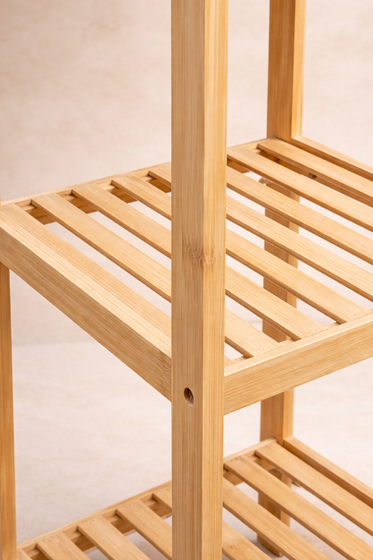 Doğal Bambu 4 Katlı Ayakkabılık Dayanıklı Şık Çok Amaçlı Ahşap Ayakkabı Rafı SHN-2102