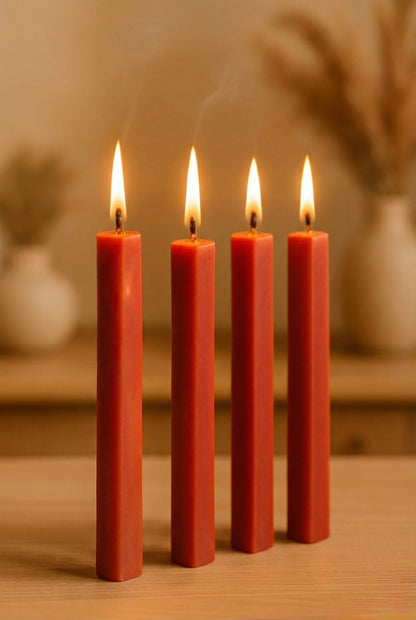 4’lü Altıgen Şamdan Mum Modern Dekoratif Baton Mum Seti SHN-2039