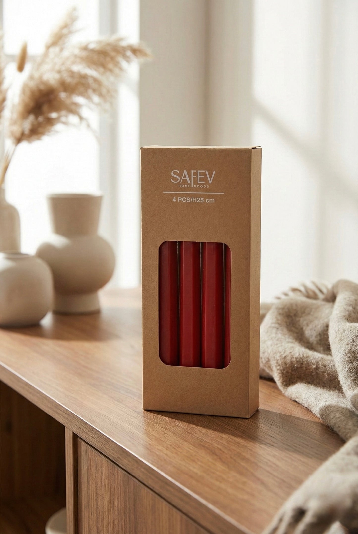 4’lü Altıgen Şamdan Mum Modern Dekoratif Baton Mum Seti SHN-2039