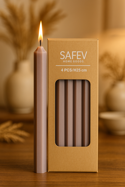 4’lü Altıgen Şamdan Mum Modern Dekoratif Baton Mum Seti SHN-2039