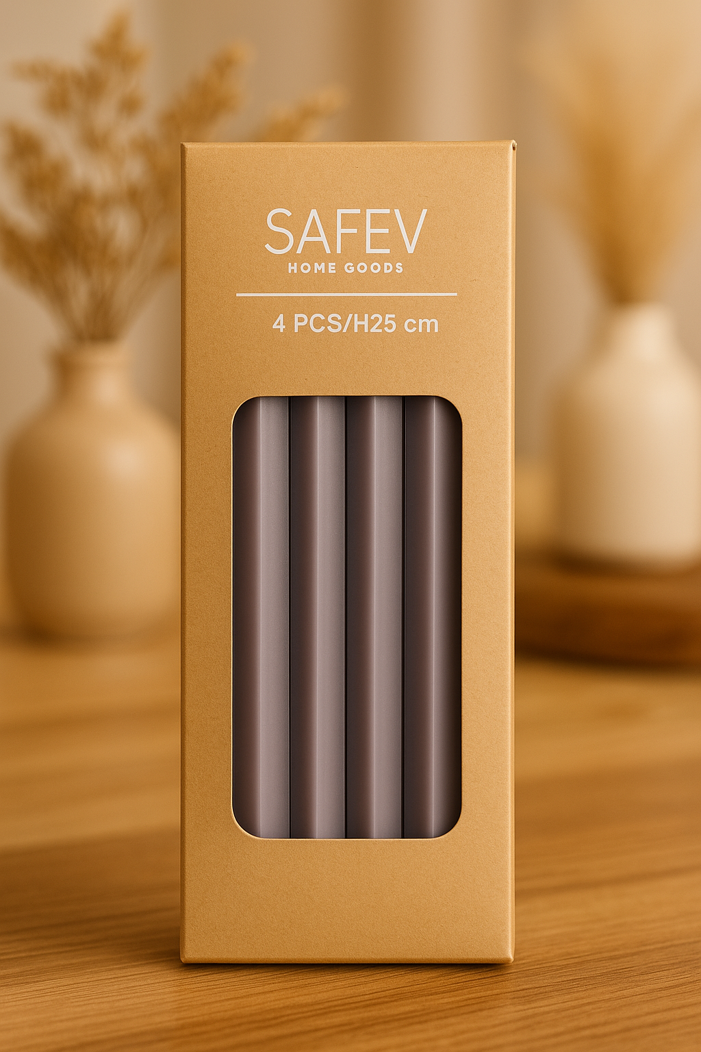 4’lü Altıgen Şamdan Mum Modern Dekoratif Baton Mum Seti SHN-2039