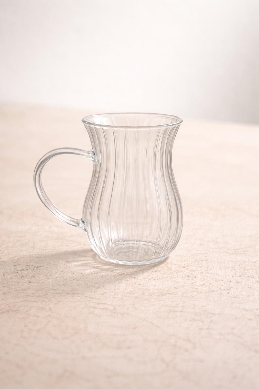 12’li 200 ML Borosilikat Kulplu Çizgi Desenli Diamond Cam Bardak Seti Isıya Dayanıklı Şeffaf KW-728