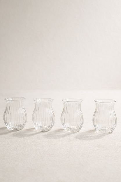 12’li 200 ML Borosilikat Çizgi Desenli Cam Diamond Bardak Seti Isıya Dayanıklı Şeffaf KW-721