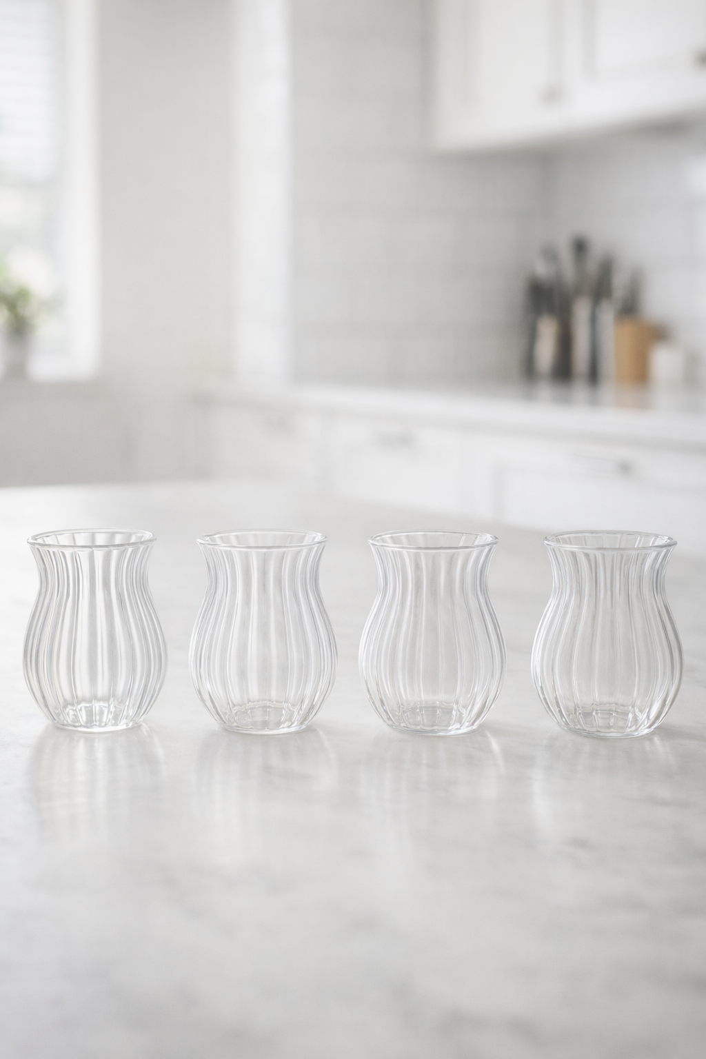 12’li 200 ML Borosilikat Çizgi Desenli Cam Diamond Bardak Seti Isıya Dayanıklı Şeffaf KW-721