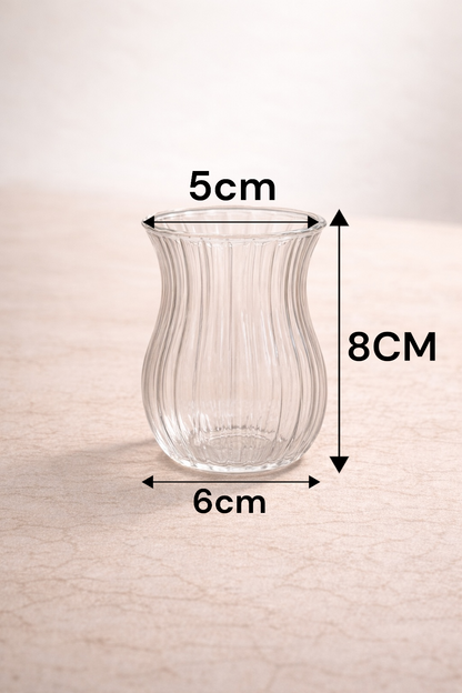 12’li 200 ML Borosilikat Çizgi Desenli Cam Diamond Bardak Seti Isıya Dayanıklı Şeffaf KW-721