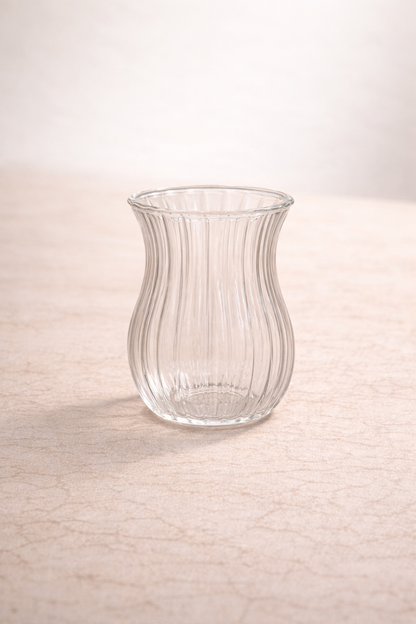 12’li 200 ML Borosilikat Çizgi Desenli Cam Diamond Bardak Seti Isıya Dayanıklı Şeffaf KW-721