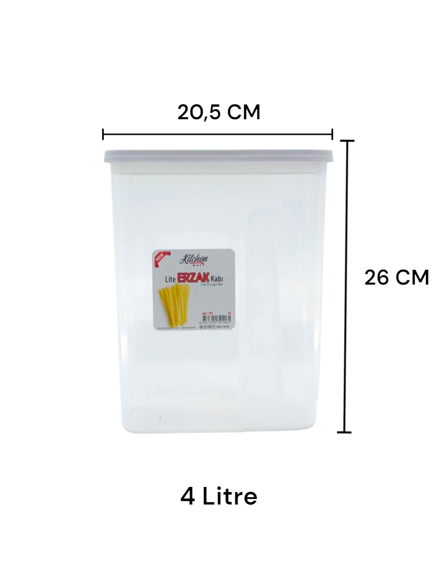 4 Lü Dikdörtgen Kuru Gıda Saklama Kab Seti 4 Litre FMA391061