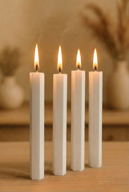 4’lü Altıgen Şamdan Mum Modern Dekoratif Baton Mum Seti SHN-2039