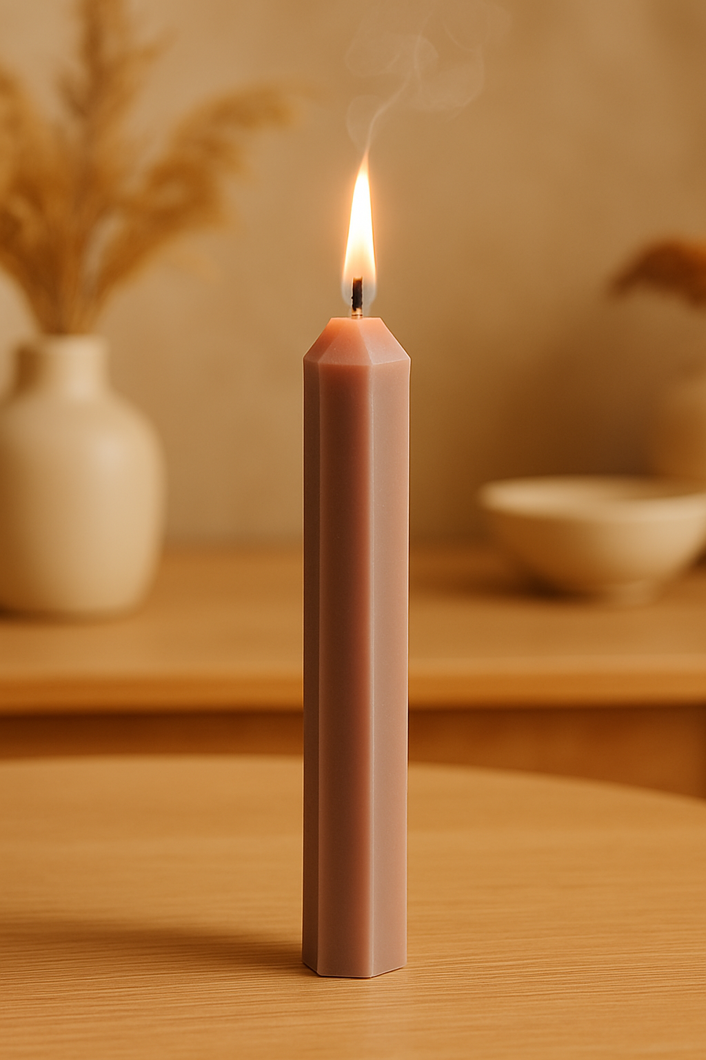 4’lü Altıgen Şamdan Mum Modern Dekoratif Baton Mum Seti SHN-2039