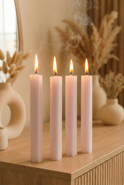 4’lü Altıgen Şamdan Mum Modern Dekoratif Baton Mum Seti SHN-2039