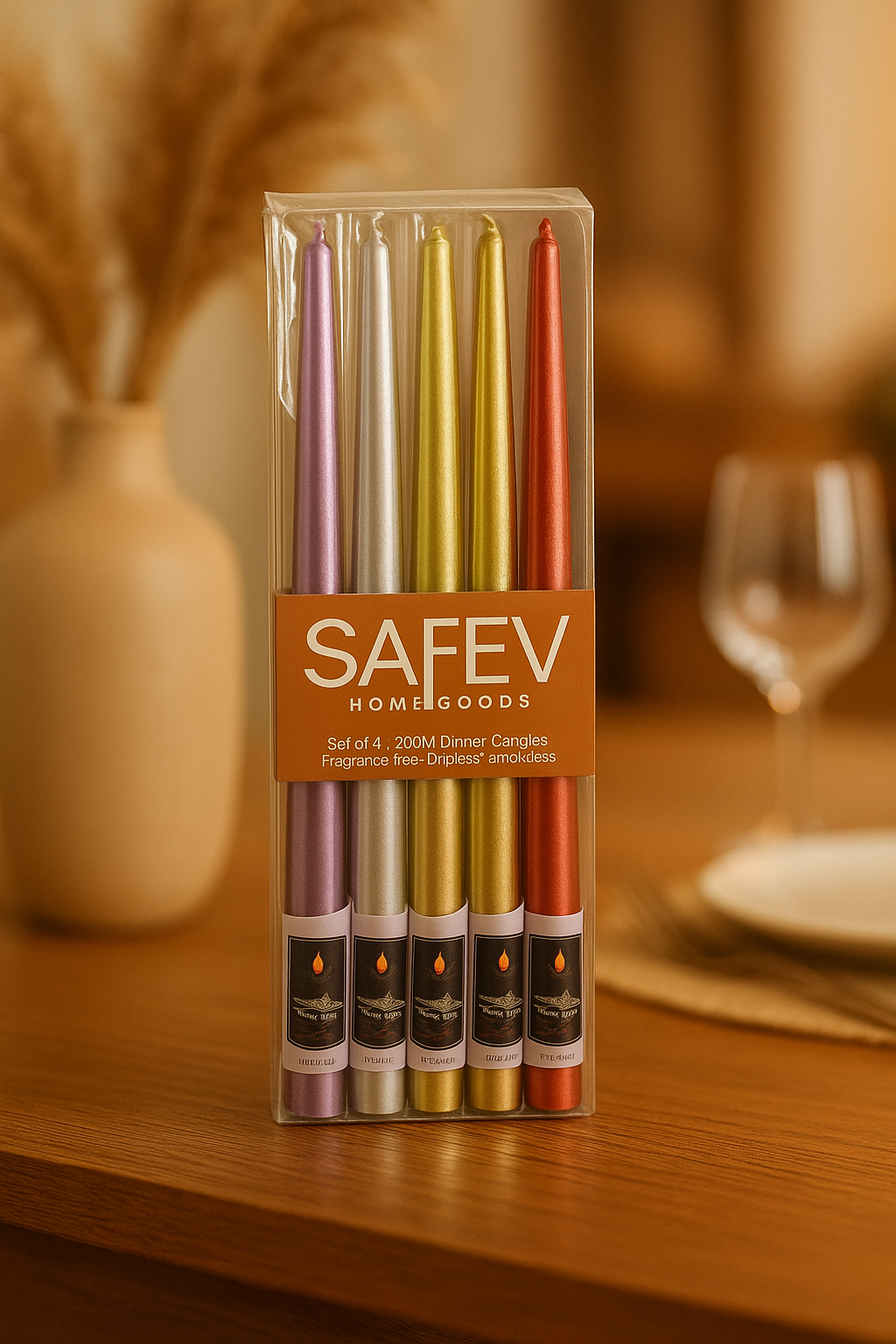 Dekoratif 4’lü Şamdan Mum Yemek Masası Özel Gün Ev Dekorasyonu SHN-2040