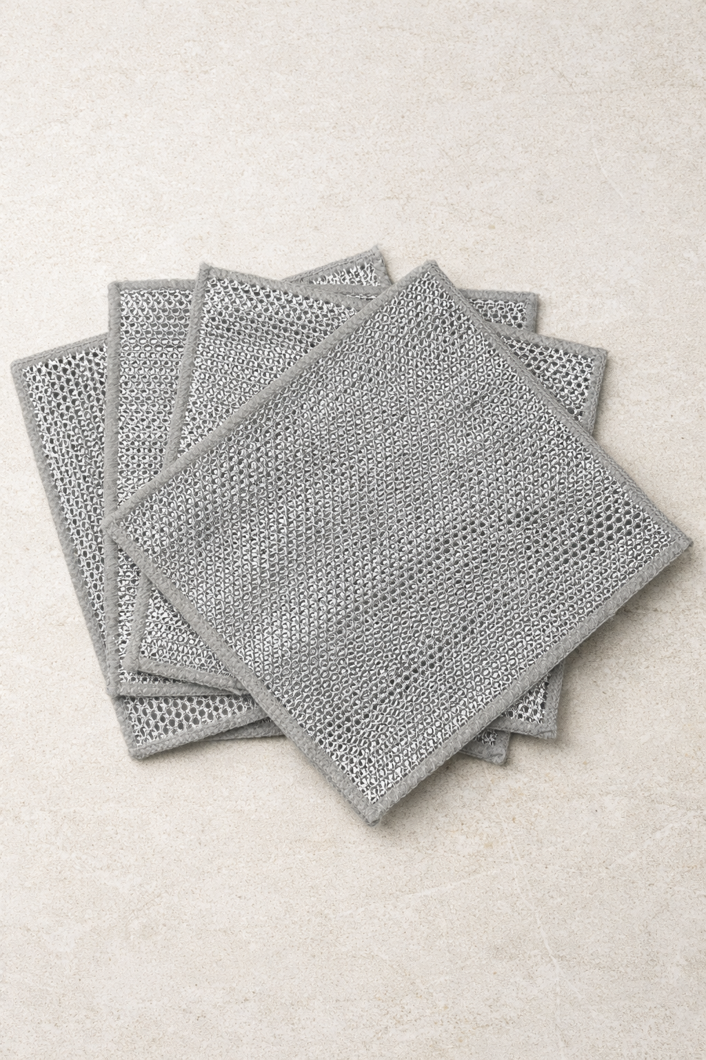 Çift Katlı Çok Amaçlı Tel Bez Mikrofiber Inox Bez Telli Bulaşık Bezi 4'lü Set SHN-1312