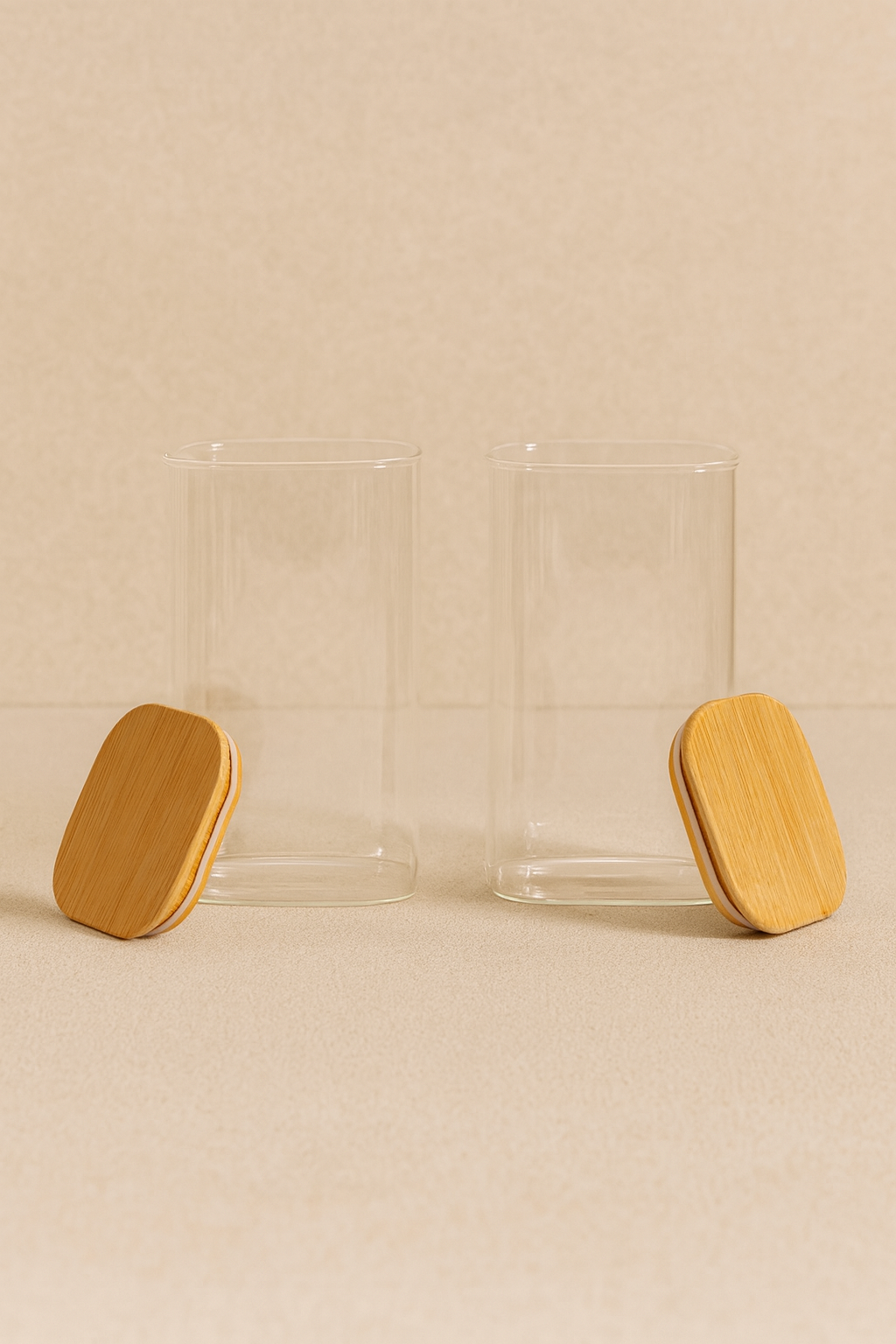 2'li Bambu Conta Kapaklı Kavanoz KW-815