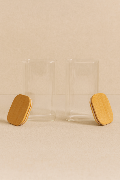 2'li Bambu Conta Kapaklı Kavanoz KW-815