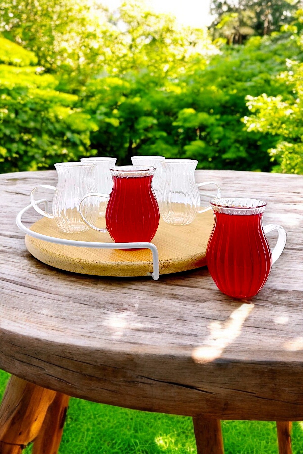 6'lı Zümrüt Borosilikat Çay Cam Bardak Seti 150ml KW-618