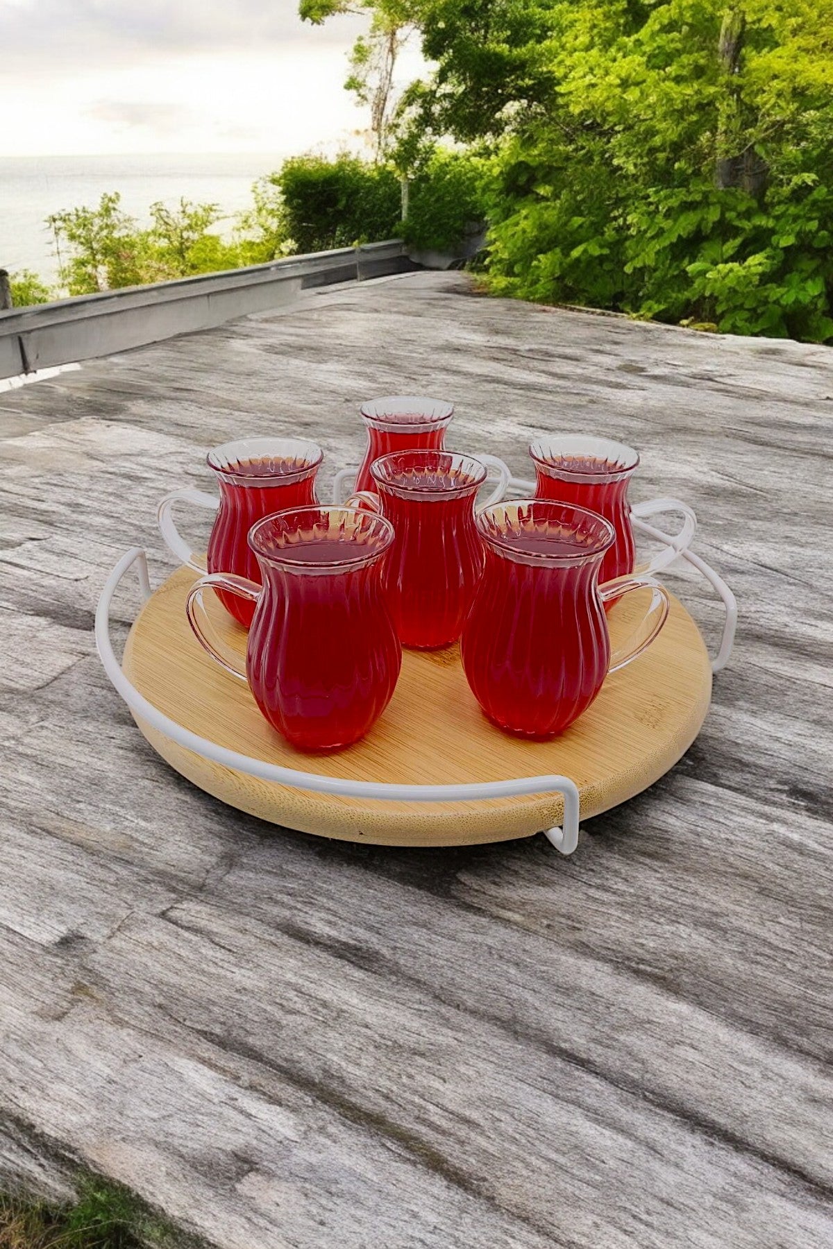 6'lı Zümrüt Borosilikat Çay Cam Bardak Seti 150ml KW-618