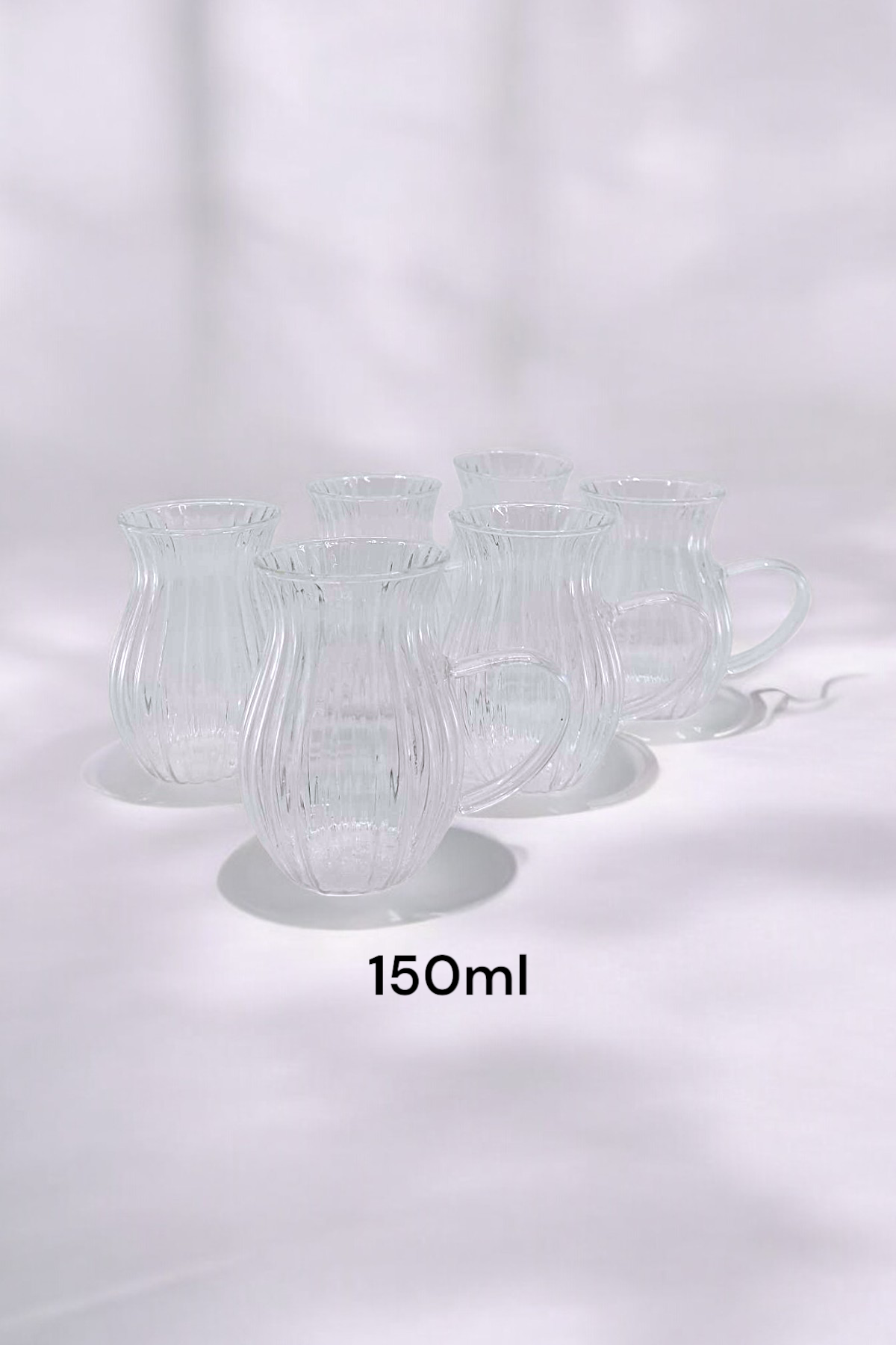 6'lı Zümrüt Borosilikat Çay Cam Bardak Seti 150ml KW-618