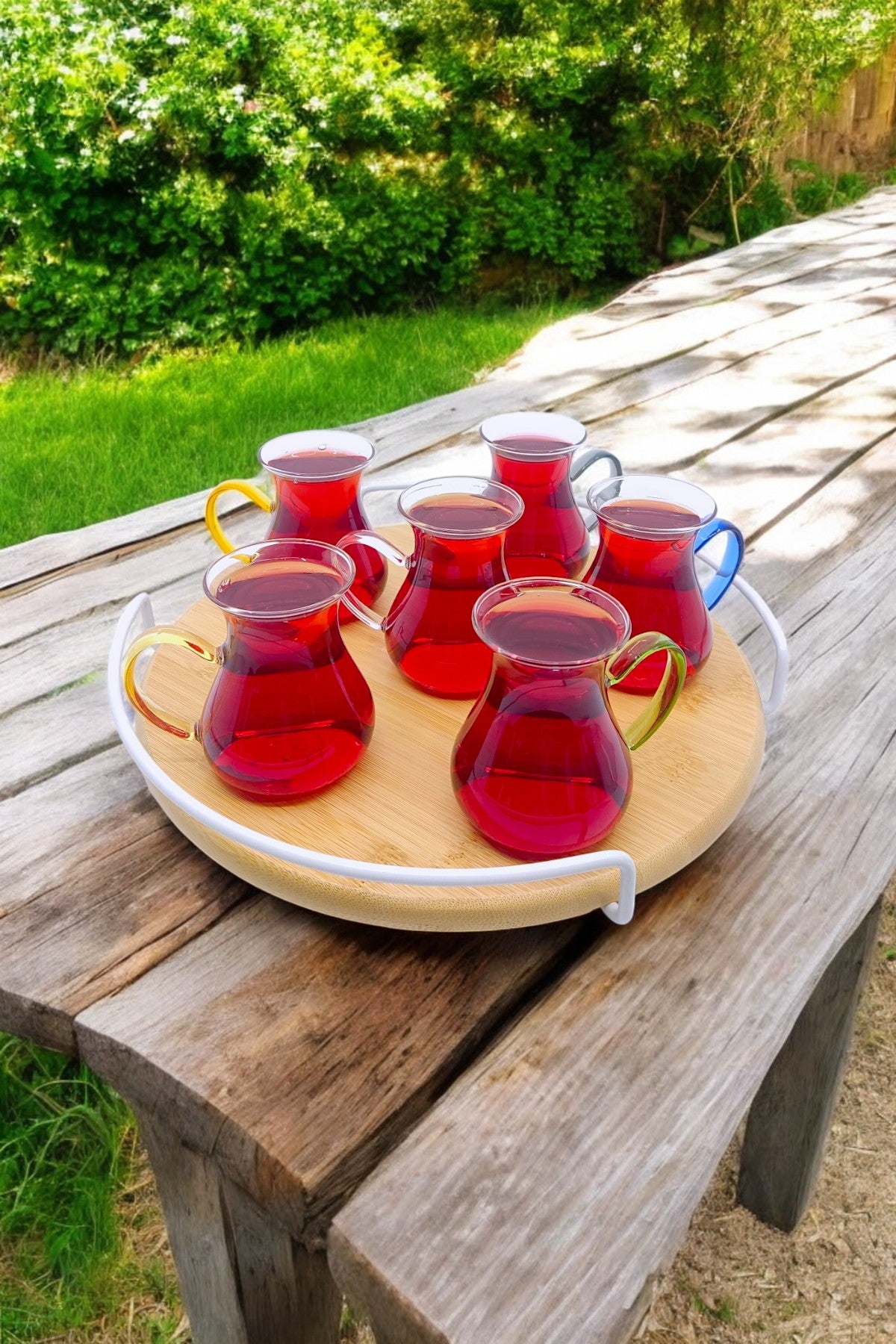 6'lı Renkli Kulplu Borosilikat Katre Serisi Bardak Seti 150ML KW-633