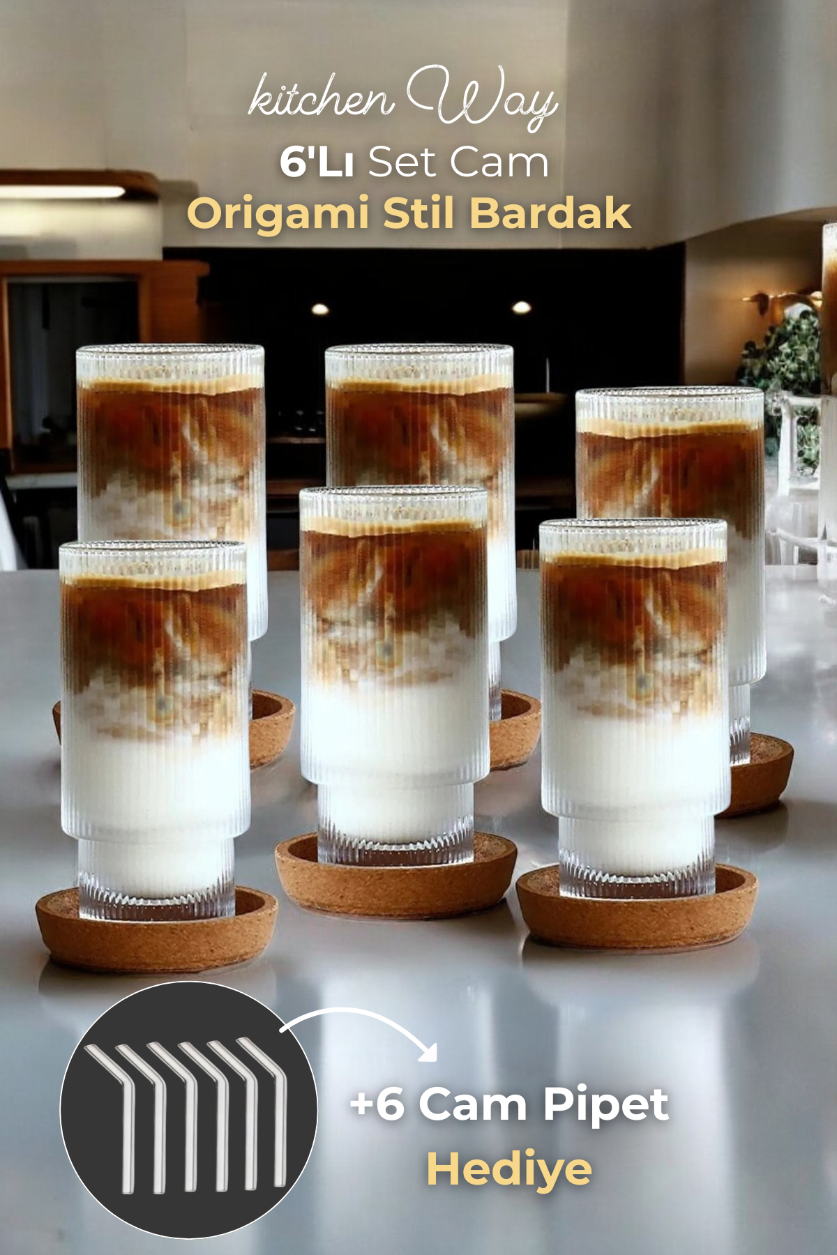Origami Stil Cam 350ML Sunum Meşrubat 6 Lı Pinterest Isıya Dayanıklı Bardak FMA568743