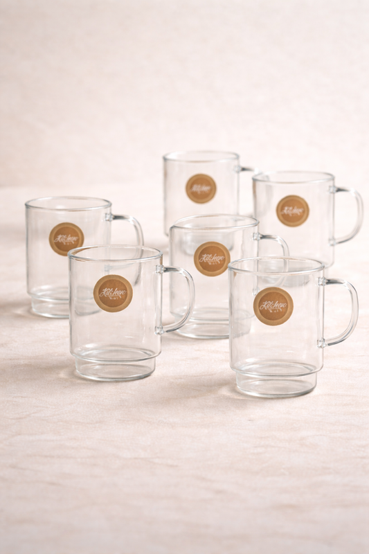 Borosilikat 6’lı Cam Meşrubat Bardak 330ml Isıya Dayanıklı Şeffaf Cam Bardak Seti KW-1054