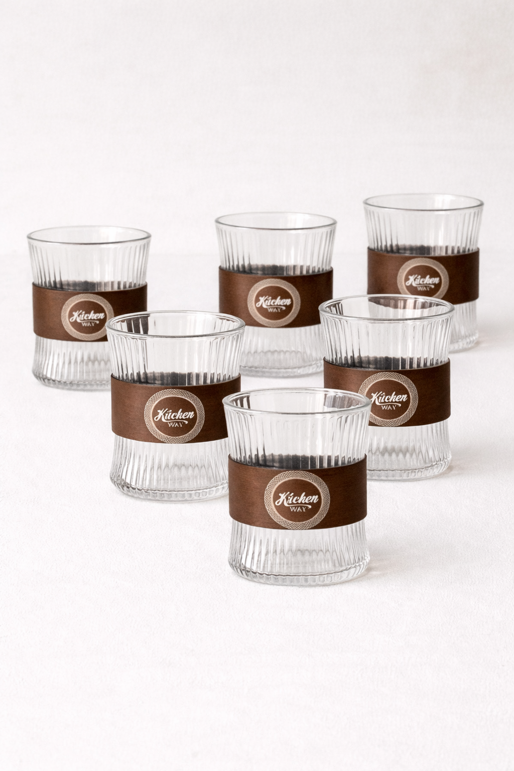 6’lı Borosilikat Cam Bardak Seti Akasya Tutamaçlı KW-854