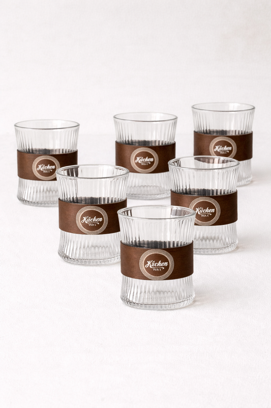 6’lı Borosilikat Cam Bardak Seti Akasya Tutamaçlı KW-854