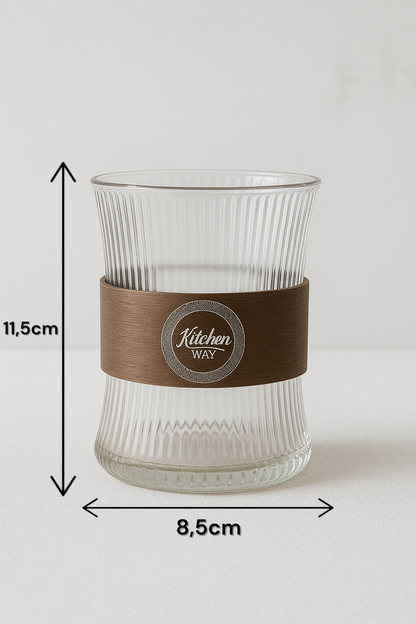 6’lı Borosilikat Cam Bardak Seti Akasya Tutamaçlı KW-854