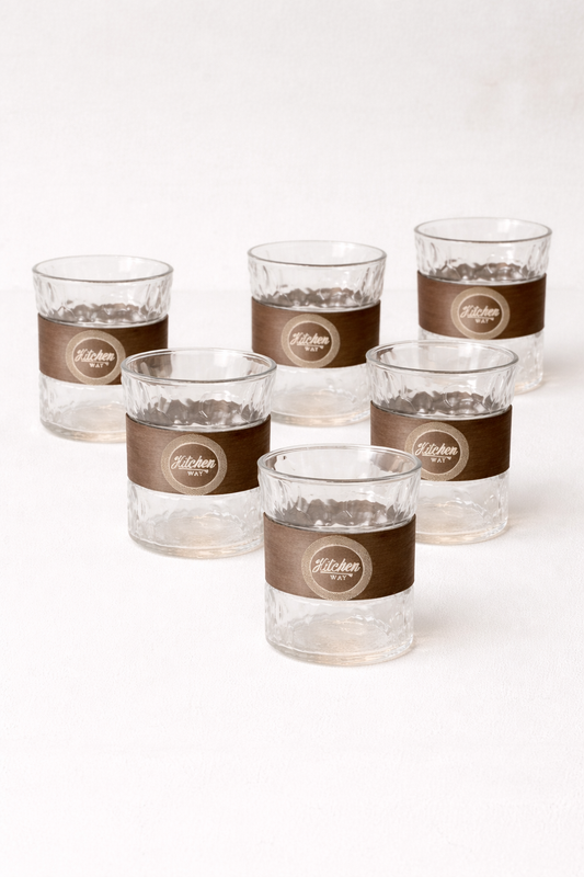 6’lı Borosilikat Cam Bardak Akasya Tutamaçlı KW-855