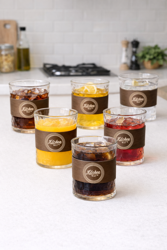 6’lı Borosilikat Cam Bardak Akasya Tutamaçlı KW-855