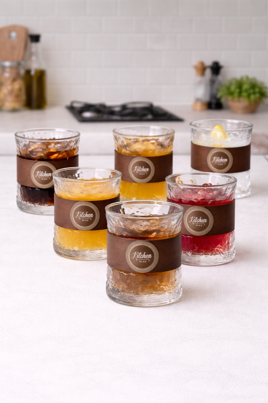 6’lı Borosilikat Cam Bardak Set Akasya Tutamaçlı KW-856