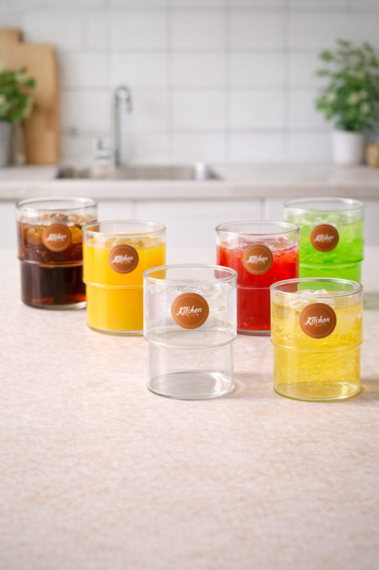 Borosilikat 6’lı Cam Meşrubat Bardak 370ml Isıya Dayanıklı Şeffaf Cam Bardak Seti KW-1052