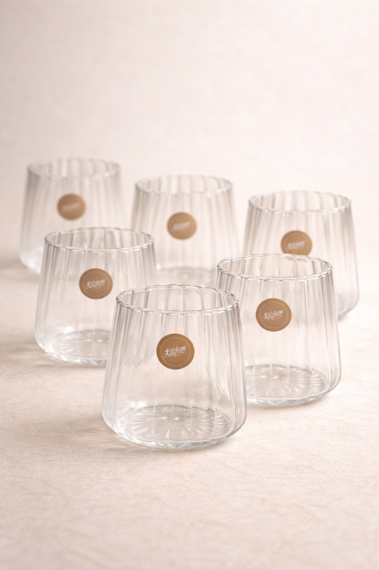 Borosilikat 6’lı Cam Meşrubat Bardak 450ml Isıya Dayanıklı Şeffaf Cam Bardak Seti KW-1055