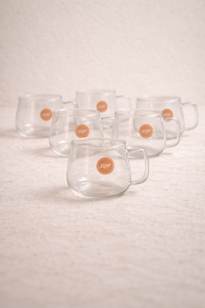 Borosilikat 6’lı Cam Meşrubat Kupa 400ml Isıya Dayanıklı Şeffaf Cam Kupa Seti KW-1048