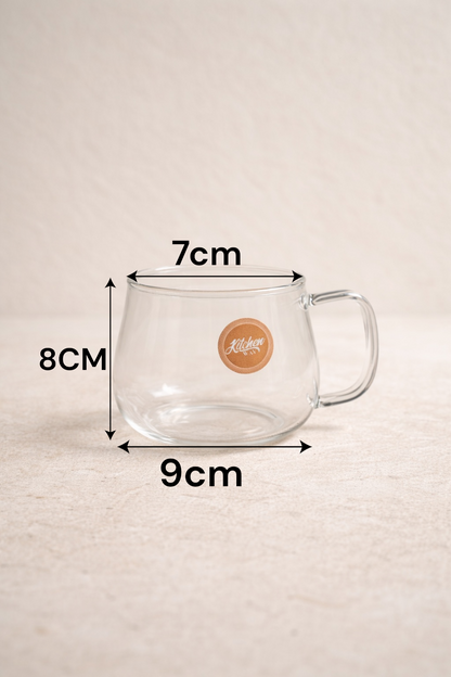 Borosilikat 6’lı Cam Meşrubat Kupa 400ml Isıya Dayanıklı Şeffaf Cam Kupa Seti KW-1048